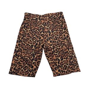 Natori Josie Leopard High Rise Biker Shorts Stretch Media Pocket